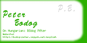 peter bodog business card